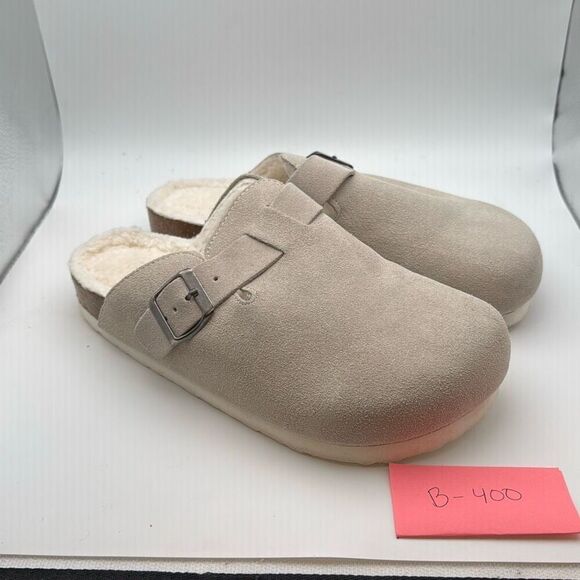CUSHIONAIRE Women's Hana Cork footbed clog SIZE 8 WIDE STONE - Picture 1 of 7